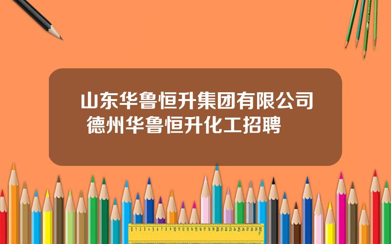山东华鲁恒升集团有限公司 德州华鲁恒升化工招聘